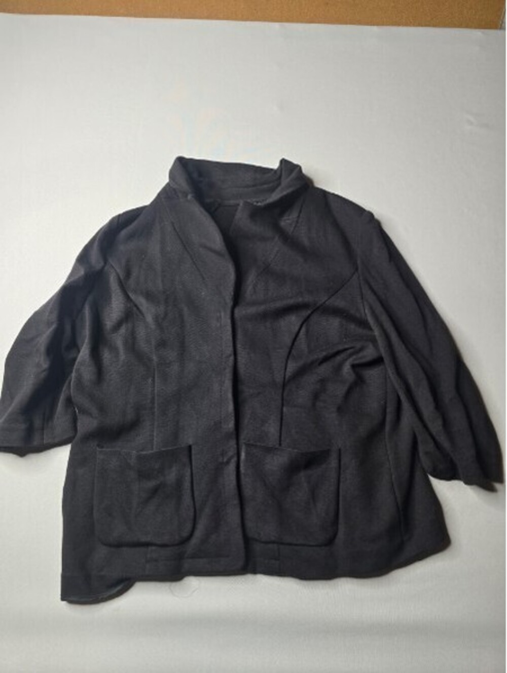 Alfani Womens Plus 16W Black Open Front Tunic Jacket Pockets Fair Condition